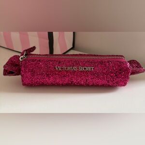 Victoria's Secret Hot Pink Glitter Zip Cosmetic Case